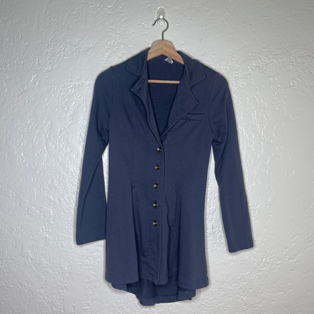 XCVI Gray Cotton Blend French‎ Terry Longline Button Front Blazer Jacket Small